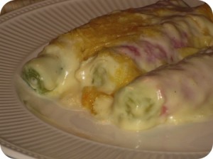 Leek ham and cheese sauce