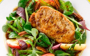 Pork Chops with Apple and Pecan Salad
