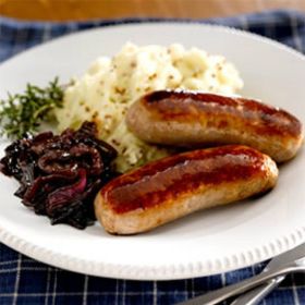 Sausages and wholegrain mash
